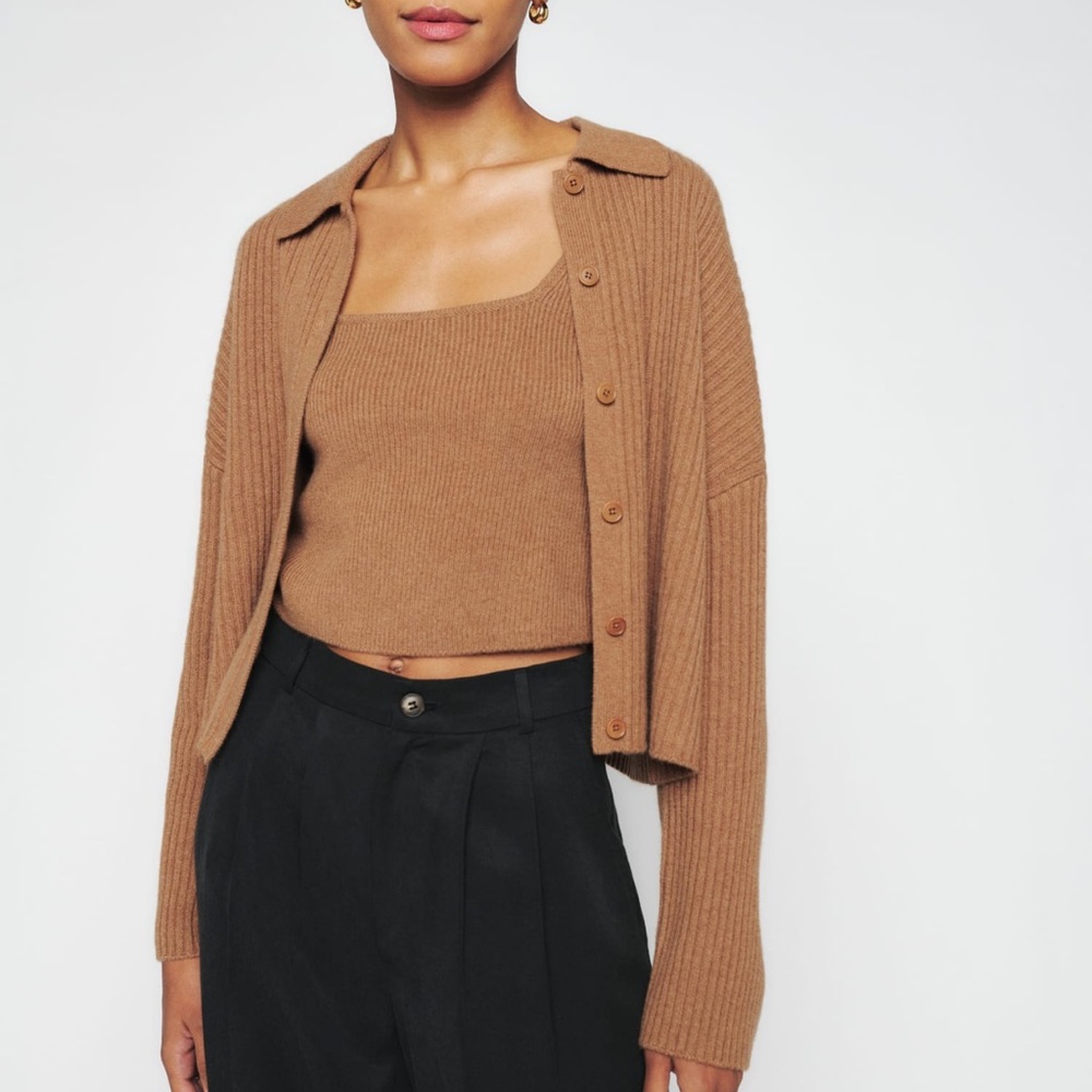 Reformation Frida Cashmere Tank And Cardi Set